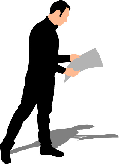 397x546 Man Reading Newspaper Vector Silhouette Free Vector