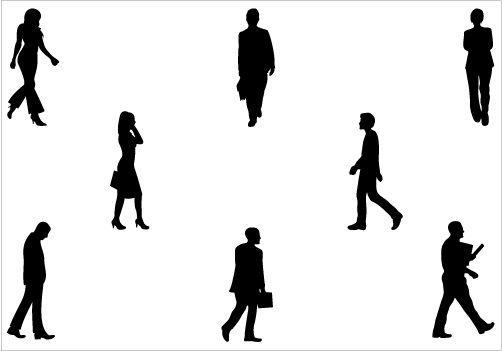 502x351 People Walking Silhouette Clipart
