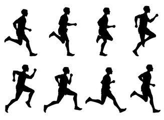 327x240 Running Male And Female, Jogging People Vector Silhouettes