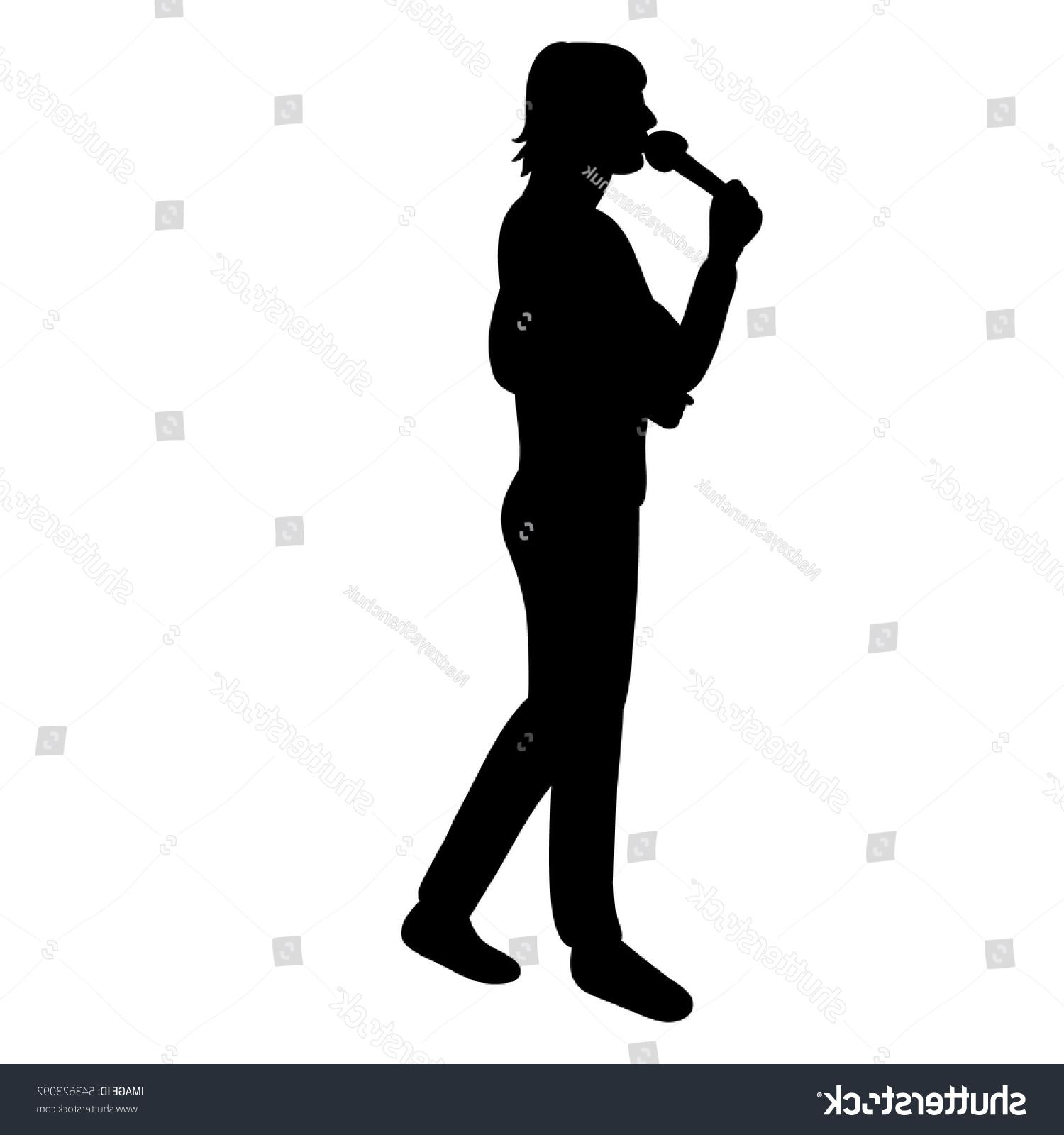 1500x1600 Top Stock Vector Silhouette Man Singing Into Microphone Library