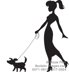 286x300 Free Clipart Illustration Of A Woman Walking A Dog