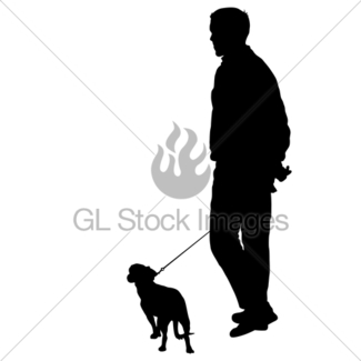 325x325 Silhouette Of Man And Dog On A White Background Gl Stock Images