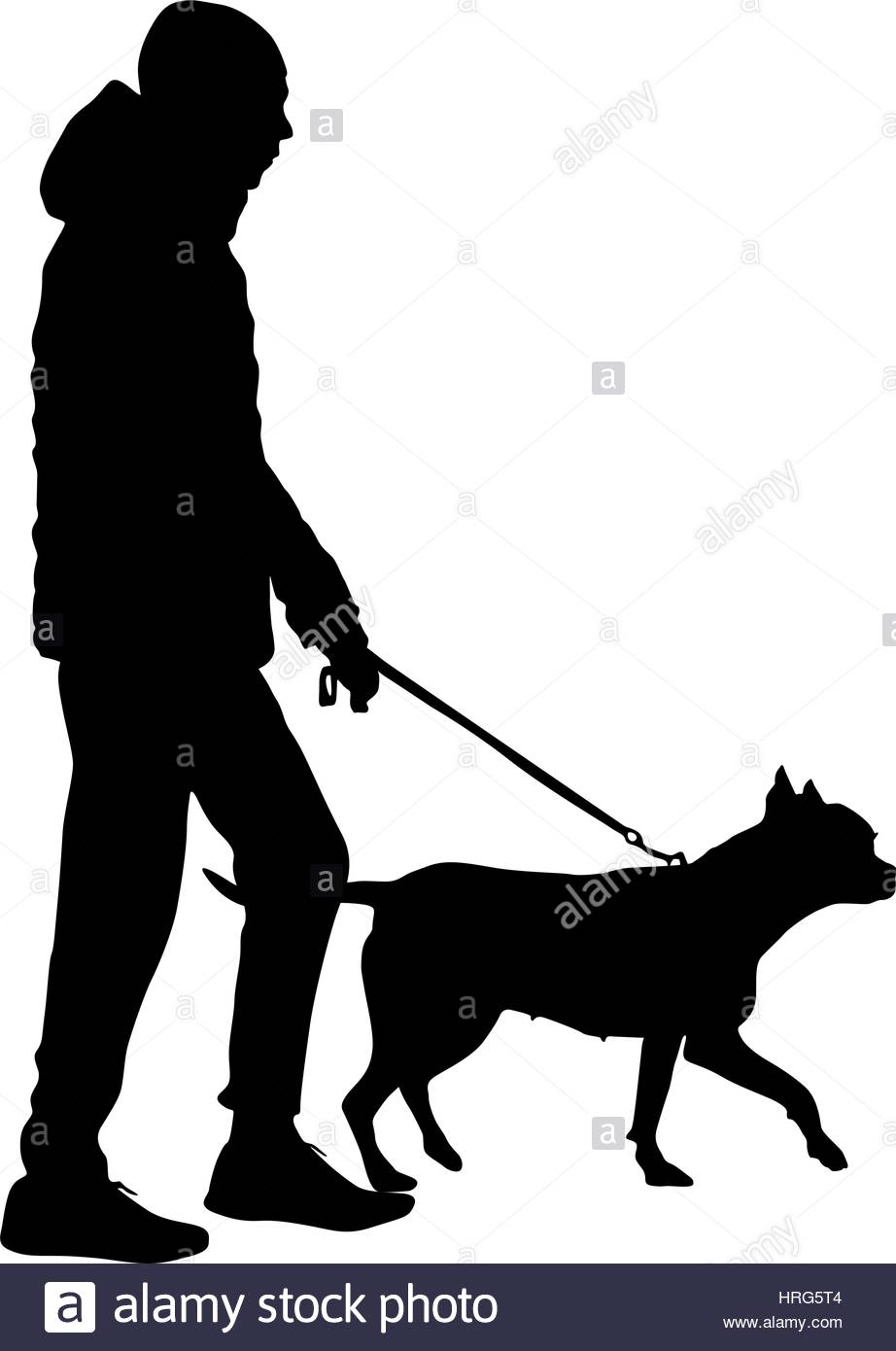 922x1390 Silhouette Of People And Dog. Vector Illustration Stock Vector Art
