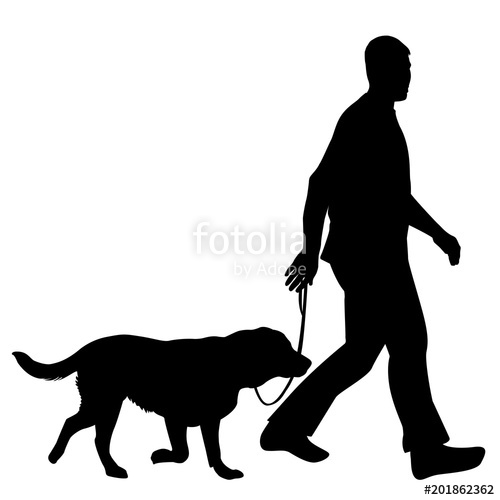 500x500 Silhouettes Of Man And Dog Stock Image And Royalty Free Vector
