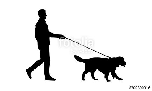 500x300 The Silhouette Of A Man Walking With His Pet Stock Image