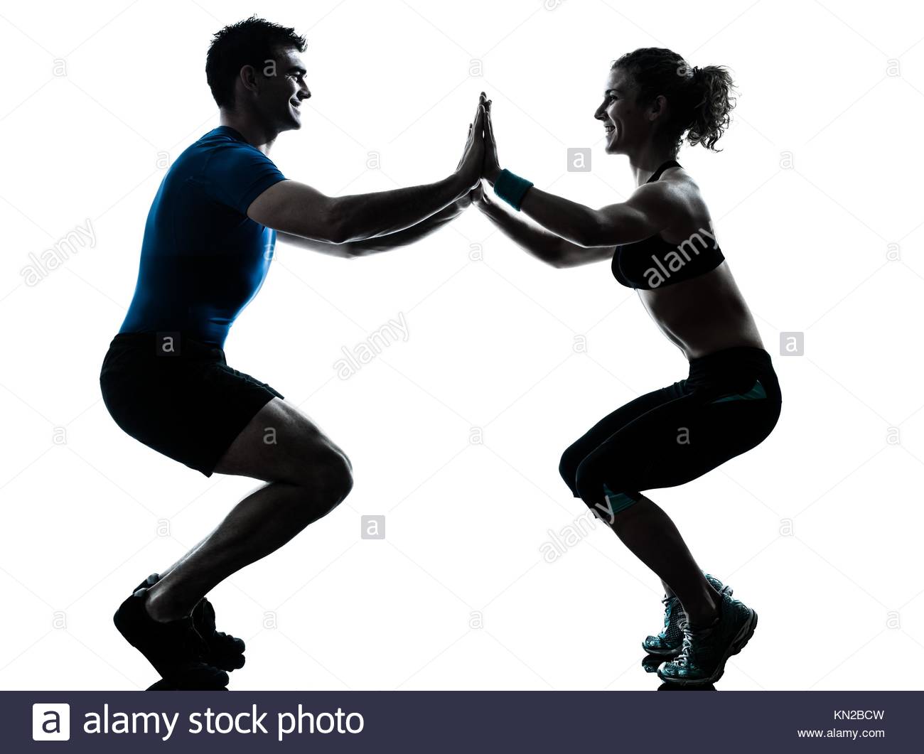 1300x1061 One Caucasian Couple Man Woman Personal Trainer Coach Exercising