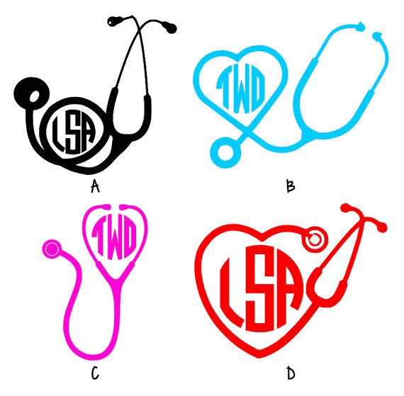 570x559 Stethoscope Nurse Doctor Personalized Monogram One Color Vinyl