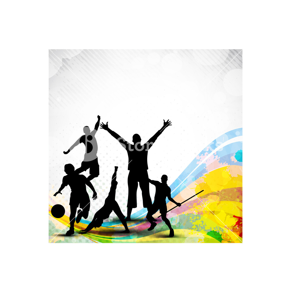 1000x1000 Silhouette Of Sports Persons Or Athletes On Abstract Grungy