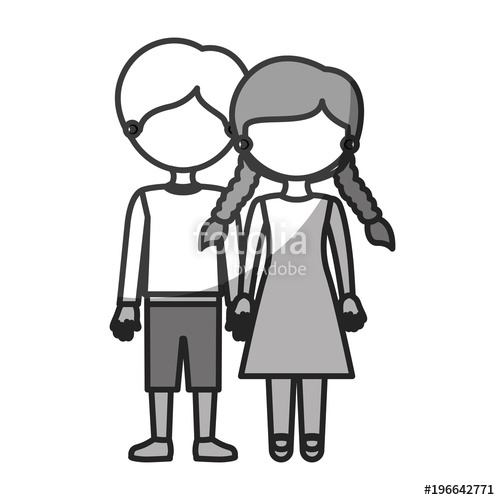 500x500 Silhouette Monochrome Shading Faceless Couple Girl With Braids