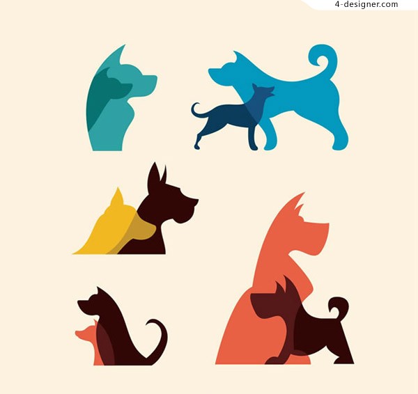 600x566 4 Designer Pet Dog Silhouette Vector
