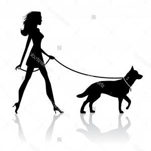 300x300 Lady Walking Dog Silhouette Clipart