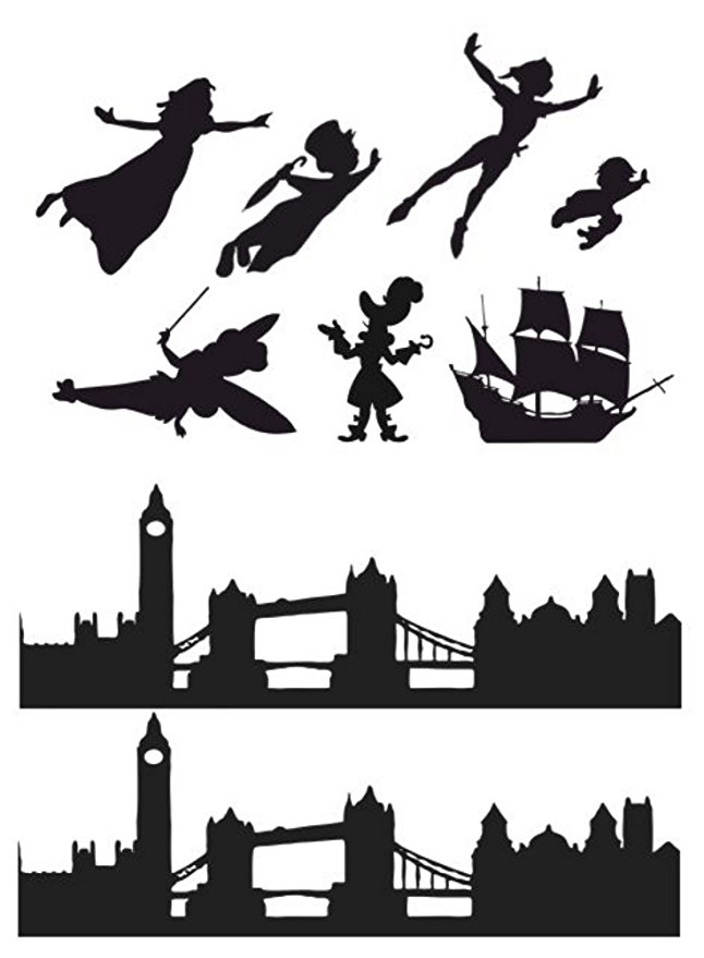 646x879 Peter Pan, Wendy, London Skyline Silhouette Edible Icing Decor