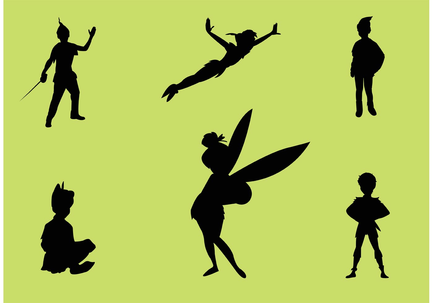1400x980 Peter Pan Vector Silhouettes