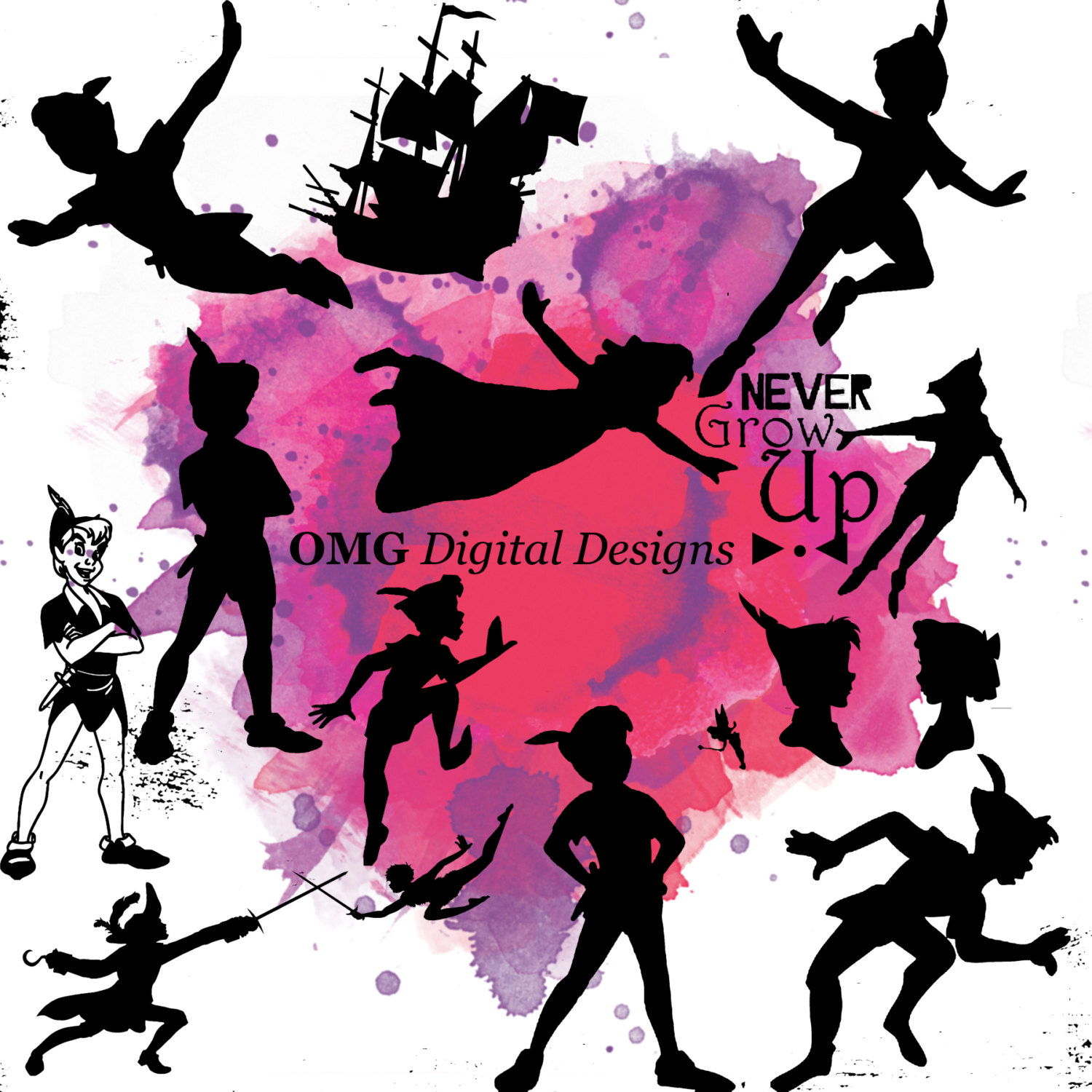 1500x1500 Peter Pan Digital Clip Art