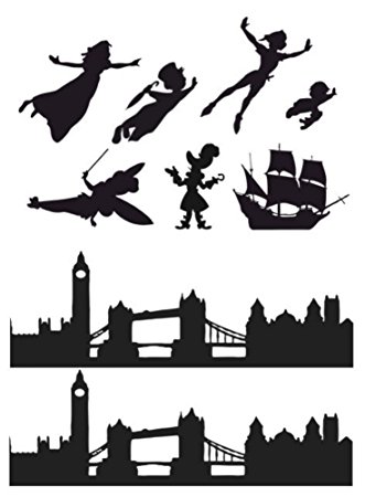 331x450 Peter Pan, Wendy, London Skyline Silhouette Edible Icing Decor