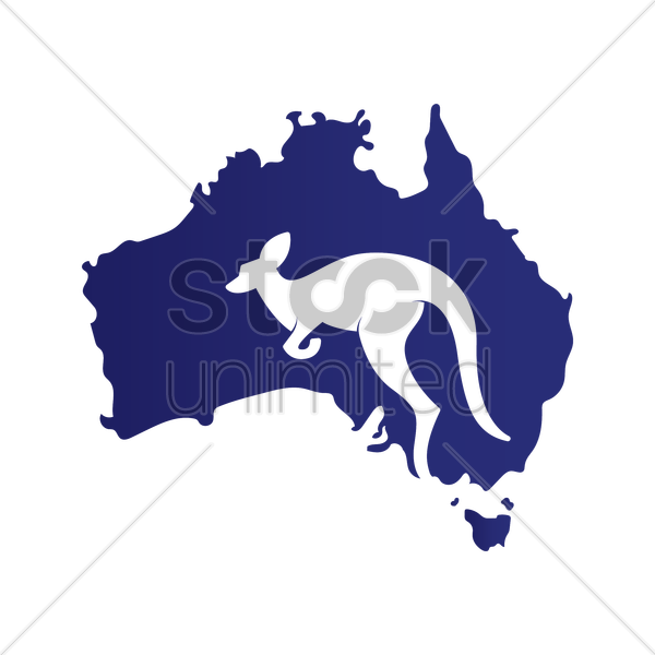 600x600 Kangaroo Silhouette On Australia Map Vector Image