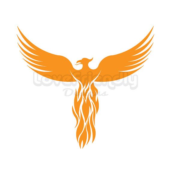 570x570 Clipart Gold Phoenix Bird Instant Download. For Cricut, Silhouette