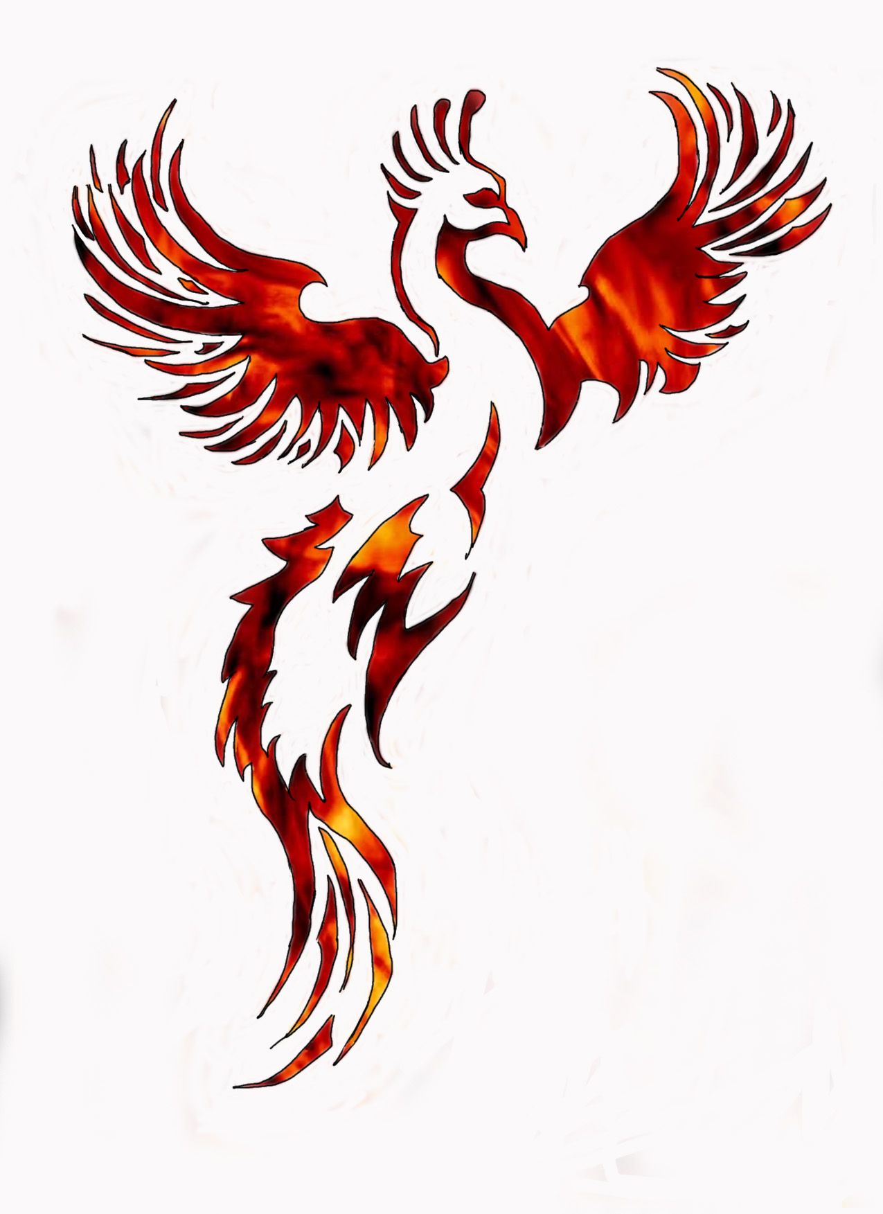 1275x1753 Interesting Silhouettecutout Idea Phoenixfeather Tattoo