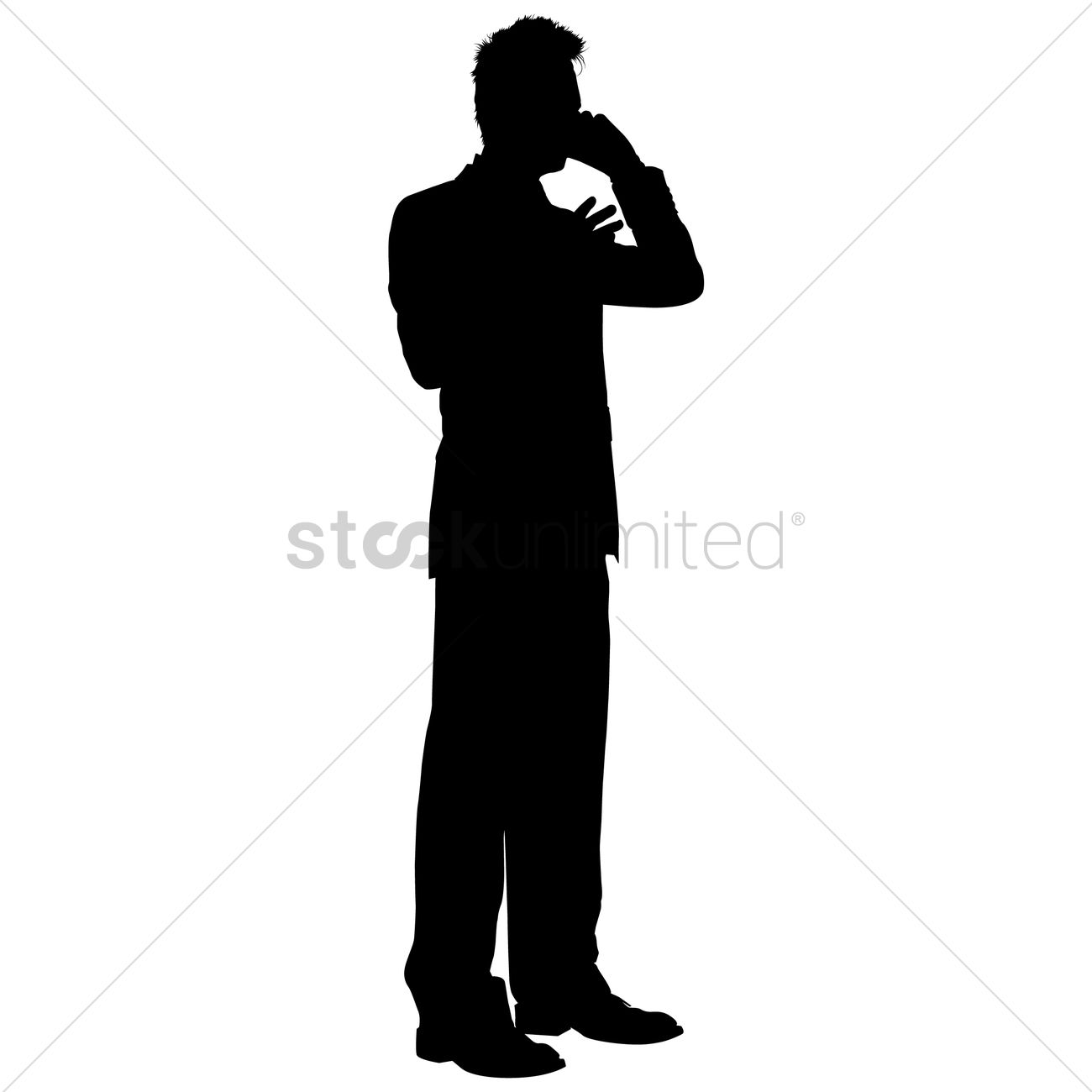 1300x1300 Businessman Talking On A Phone Silhouette Vector Image