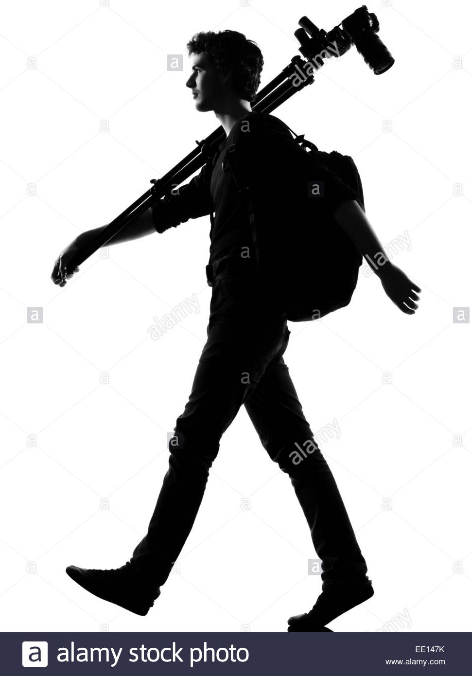 971x1390 Young Man Photographer Silhouette In Studio Isolated On White