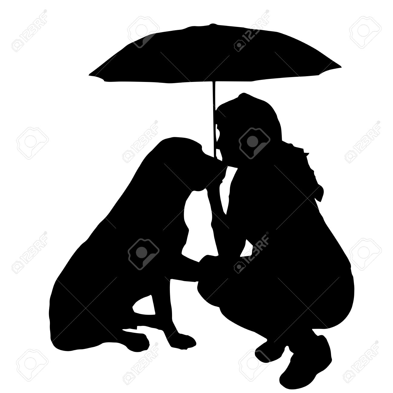 1300x1300 Clipart Little Girl Sitting With Umbrella Silhouette