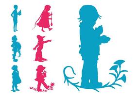 286x200 Kids Silhouette Free Vector