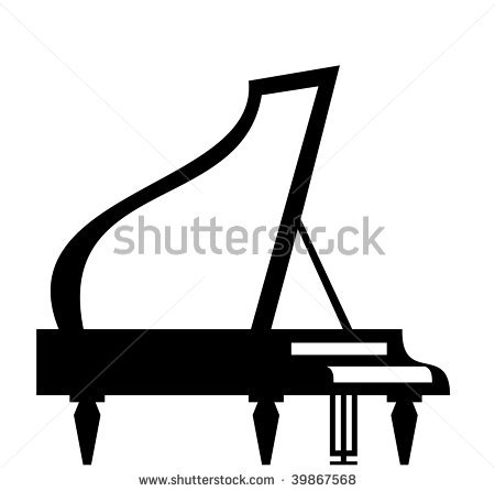 450x446 Grand Piano Silhouette Isolated On White Background, Vector