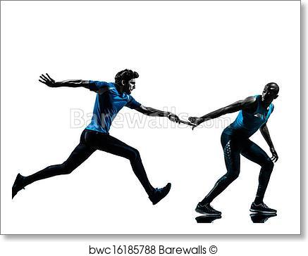 437x364 Art Print Of Man Relay Runner Sprinter Silhouette Barewalls