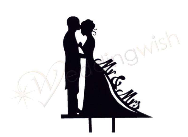 800x585 Wedding Mr And Mrs Silhouette Black Cake Pick