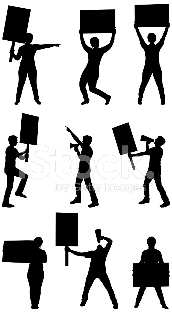 565x1024 Protesters With Picket Signs Stock Vector
