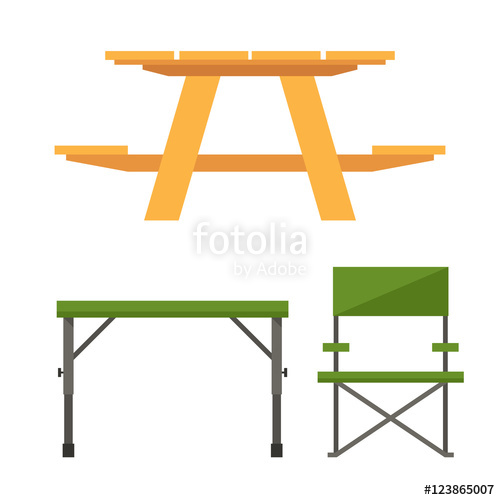 500x500 Wooden Camping Table Icon In Outline Design. Outdoor Picnic