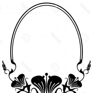 300x300 Photostock Vector Contour Oval Frame With Ladybugs Silhouettes