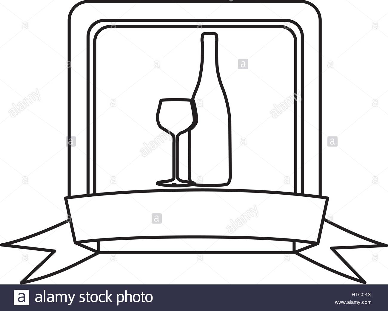 1300x1042 Silhouette Square Frame With Ribbon And Glass Cup And Bottle Icon