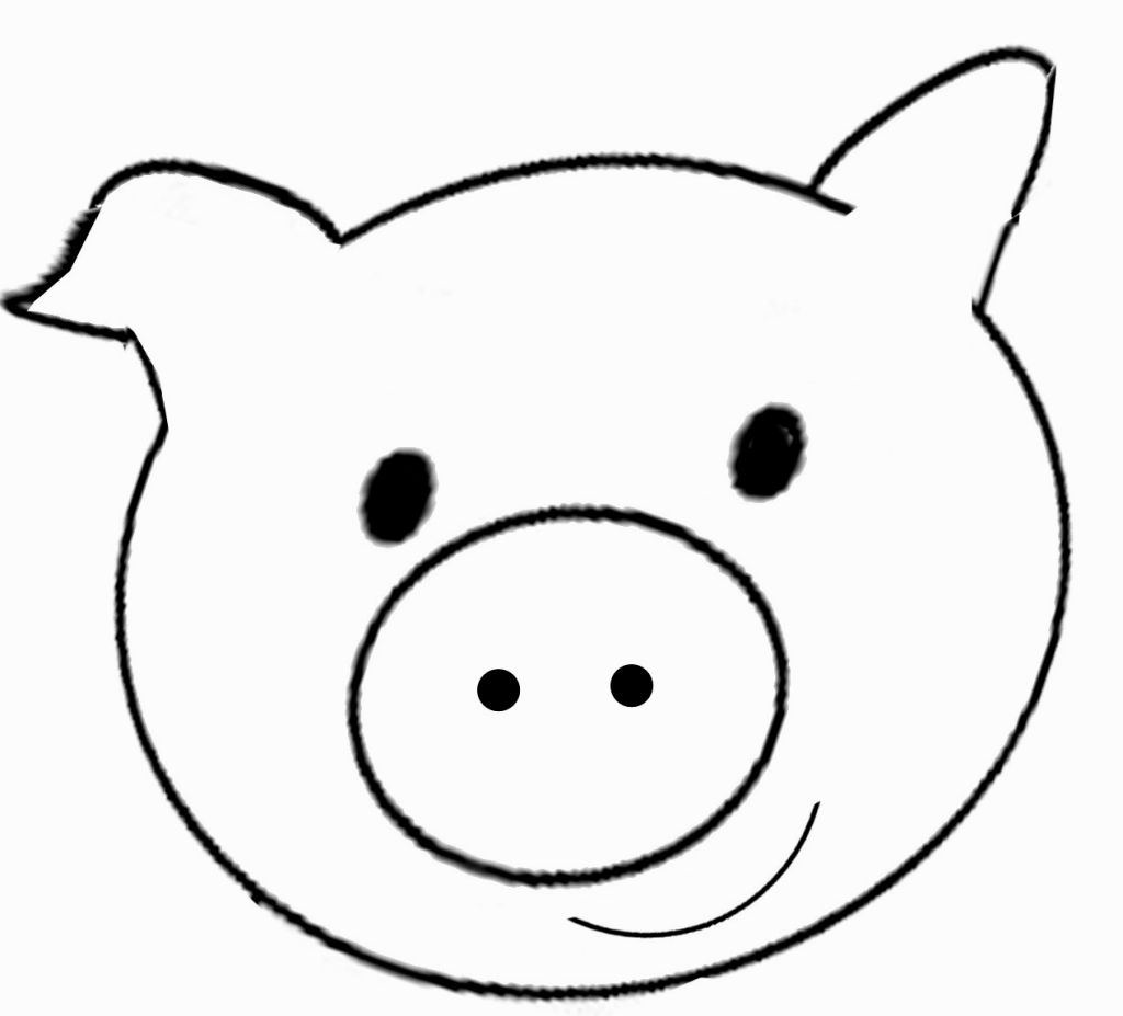 1024x927 Pig Face Coloring Page Coloring Pages Face, Craft