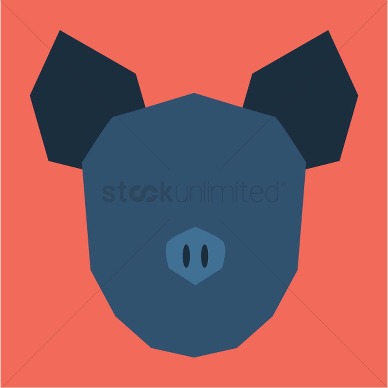 1300x1298 Silhouette Of Pig Face Vector Image