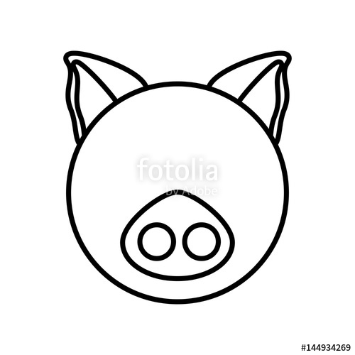 500x500 Outline Pig Head Animal Vector Illustration Eps 10 Stock Image
