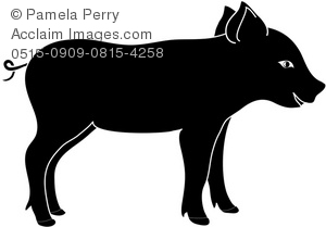 300x209 Art Illustration Of A Baby Pig Silhouette