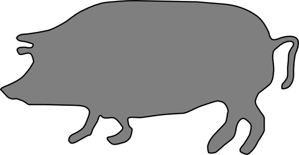 600x312 Gray, Pig, Silhouette Clip Art