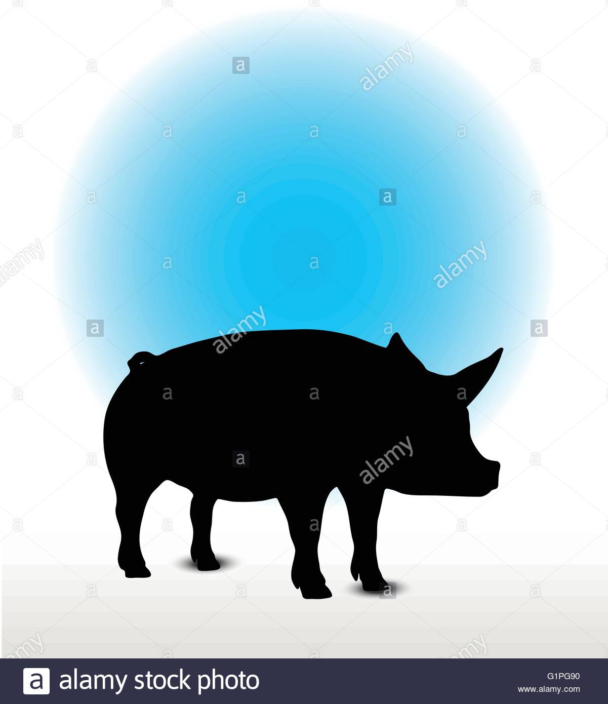1201x1390 Vector Image, Pig Silhouette, In Curl Tail Pose, Isolated On White