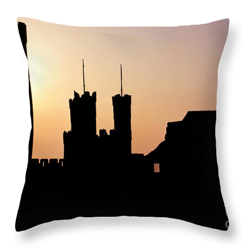 500x500 Caernarfon Castle Silhouette Throw Pillow For Sale By Bob Phillips