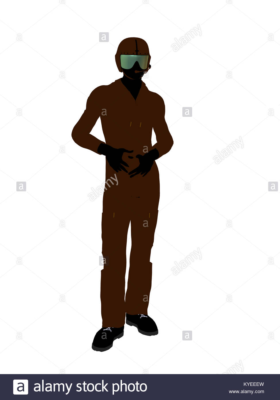 975x1390 Male Pilot Silhouette Illustration On A White Background Stock