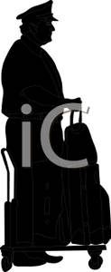 123x300 Silhouette Of An Airline Pilot With His Luggage On A Cart