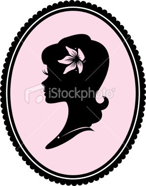 299x380 A Pin Up Girl Cameo With A Vintage Hairstyle And A Flower In Her