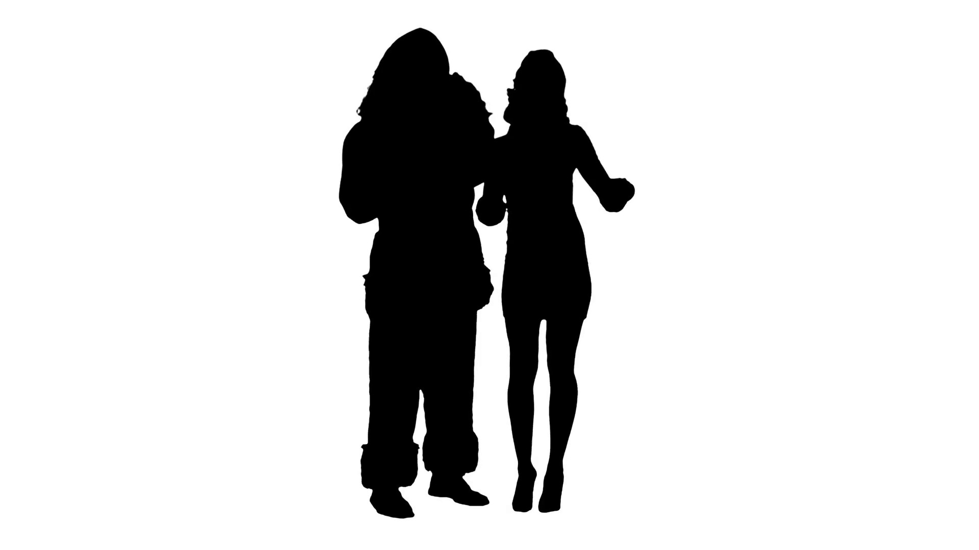 1920x1080 Silhouette Santa Claus With Excited Pinup Dancing Woman Stock