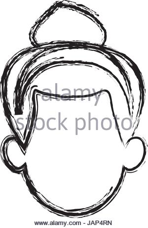 300x461 Silhouette Drawing Of Faceless Woman With Eighties Hairstyle Stock