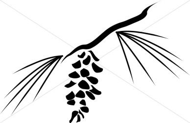 388x251 Pine Cone And Needles Woodcut Nature Clipart Sew Fun