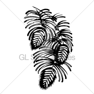 325x325 Decorative Silhouette Pine Cone With Pine Needles Gl Stock Images