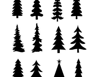 340x270 Pine Trees Silhouettes Png And Svg Files Digital Scrapbooking