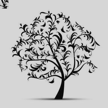 380x379 Black And White Tree Silhouette Clipart