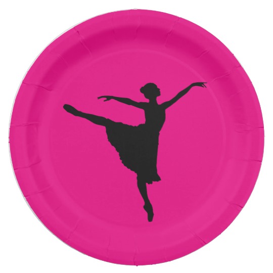 540x540 Pink Ballet Dancer Silhouette Paper Plates